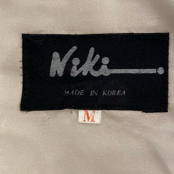 Niki Vintage Woman’s Off White Fur w Gray Textured Knit Sleeves 80’z Retro / M - Picture 6 of 8